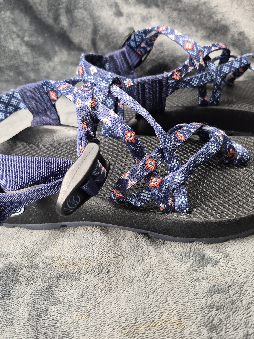 CHACO Blue & Orange ZX/2 Classic Pattern Straps Hiking Sandals Shoes Size W7 - Picture 7 of 9